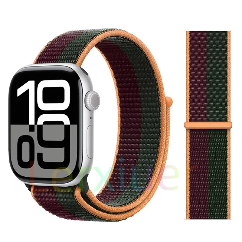 适用于 Apple Watch 46mm 44mm 45mm 40mm 41mm 42mm 的尼龙回环表带，适配 iWatch 系列 11 10 9 SE 8 7 6 5 4 Ultra 3 2 49mm