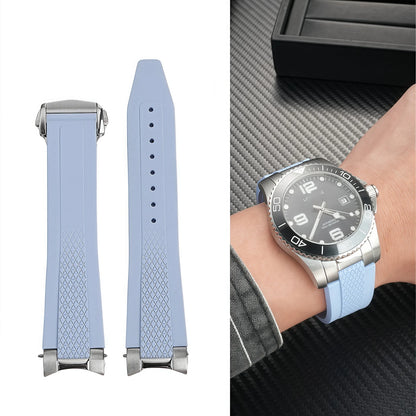 Cinturino per orologio in gomma fluorurata di alta qualità, 21 mm, per Longines Hydroconquest L3 Conquest, cinturino per orologio sportivo subacqueo + interfaccia in metallo