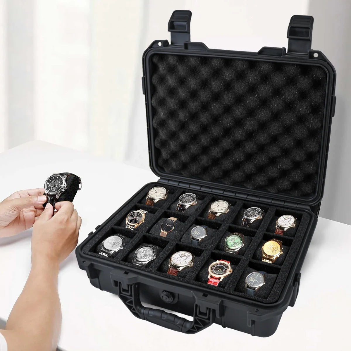 Boîte de montre étanche à 8/15 fentes, montre de Collection Antique, étui de protection Portable résistant à l'humidité et à la moisissure avec éponge