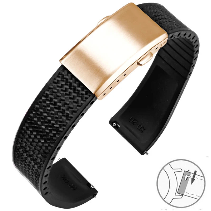 Bracelet montre Racing / Aviateur en caoutchouc Premium - Rapide, Boucle Déployante - A Découper