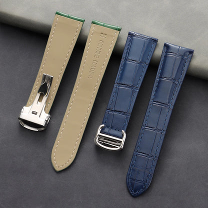 New Crocodile Pattern Watch Strap 18mm 20mm 22mm Genuine Leather Folding Buckle Watchband for Omega for Cartier Tank Solo