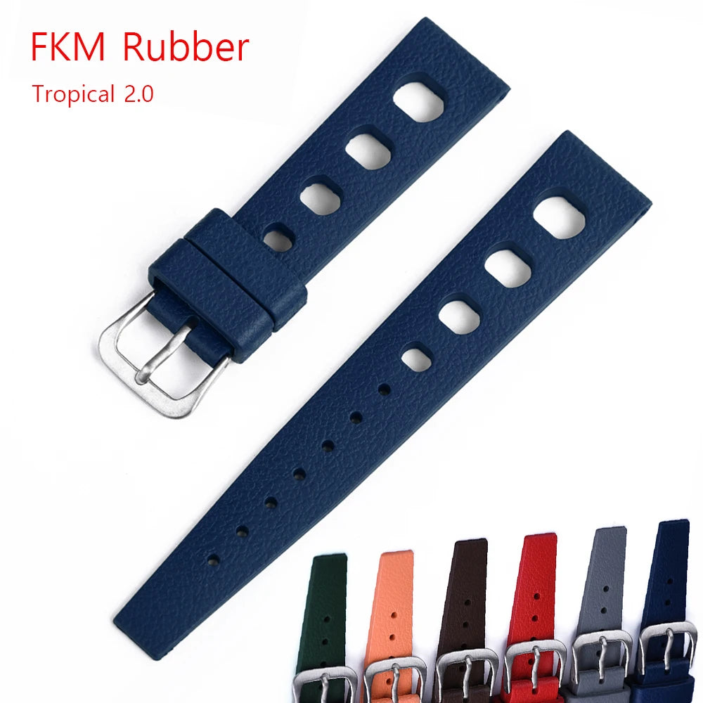 20mm 22mm bracelets tropicaux nouveau Design fluororubber FKM bracelets de montre à dégagement rapide FPM bracelets de montre pour montres de plongée accessoires