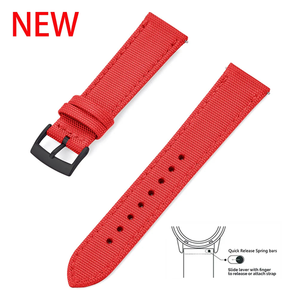 Leather and Nylon Watch Strap for Men and Women, 18mm 20mm 22mm, Quick Release, Universal, Suitable for Traditional Smartwatches