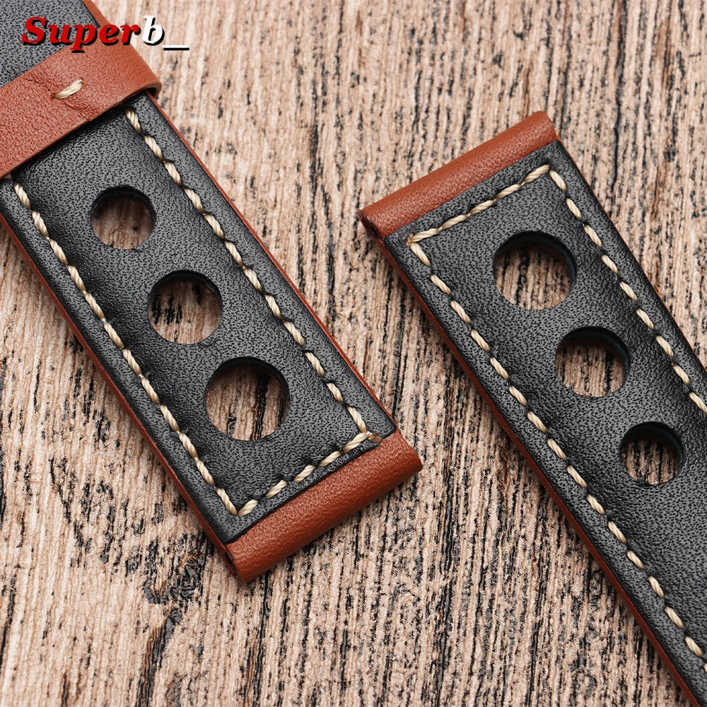 Bracelets de montre en cuir véritable 20mm 22mm 24mm 26mm, noir, bleu, marron, vintage, pour femmes et hommes