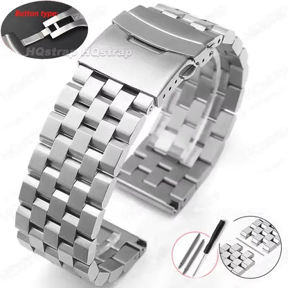 Bracelet de montre en acier inoxydable entièrement solide de haute qualité 18mm 20mm 22mm 24mm 26mm Bracelet à Interface plate avec outil Bracelet de montre en métal