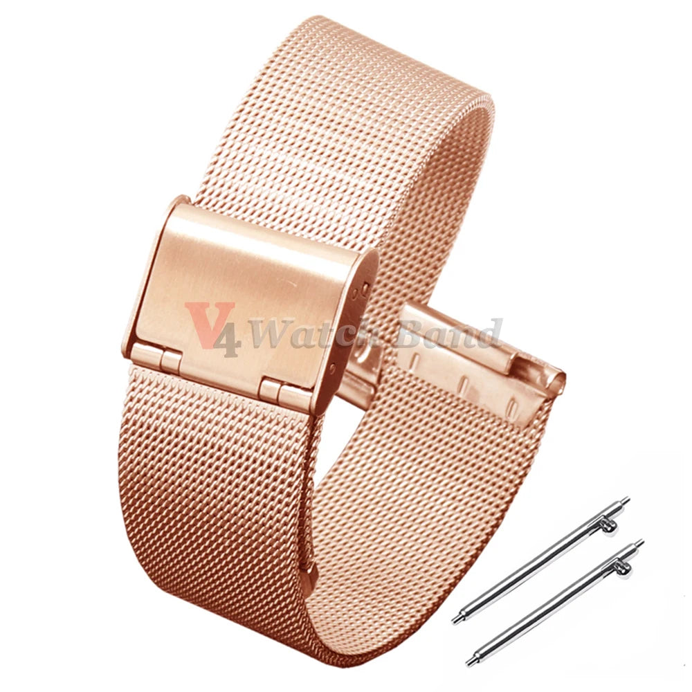 Bracelet de montre en maille 0.4, 16mm 18mm 20mm 22mm, pour Seiko pour montre DW, Bracelet milanais en acier pour hommes et femmes, accessoires