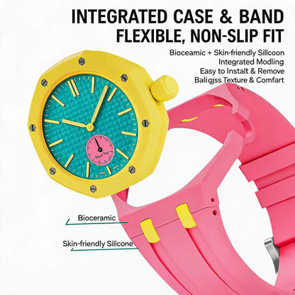 Bracelet de conversion en silicone coloré compatible avec la montre de poche Swatch Royal Pop – Accessoire de modification tout-en-un pour montre-bracelet