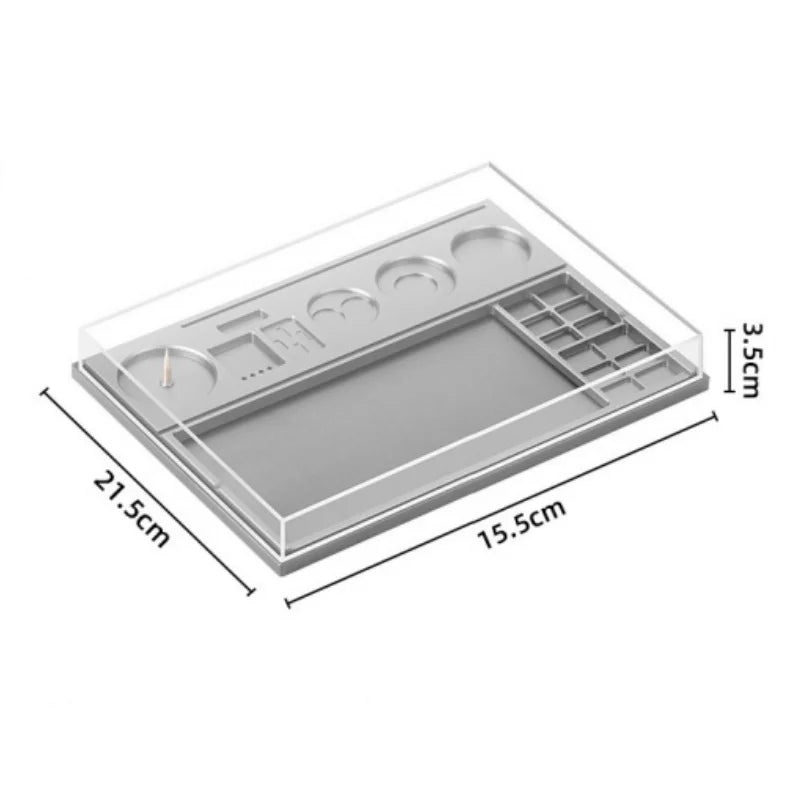 Boîte de rangement haut de gamme pour pièces de montre, avec couvercle transparent en acrylique anti-poussière, plateau de réparation pour horloger