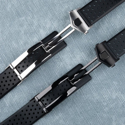 Quality 22mm watch strap for TAG, for HEUER CARERA AQUARACER, soft black rubber watch bands, universal parts for wrist straps