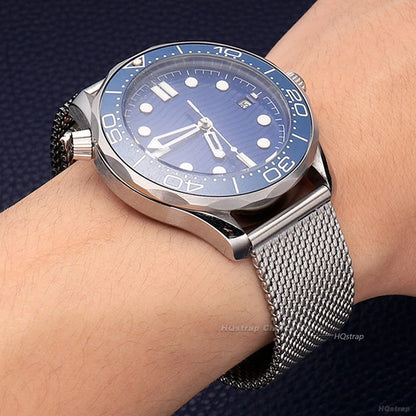 Bracelet en maille milanaise 22 20mm, pour Omega 007, en acier inoxydable, pour Seamaster 300, fermoir pliant Original, Bracelet d'affaires
