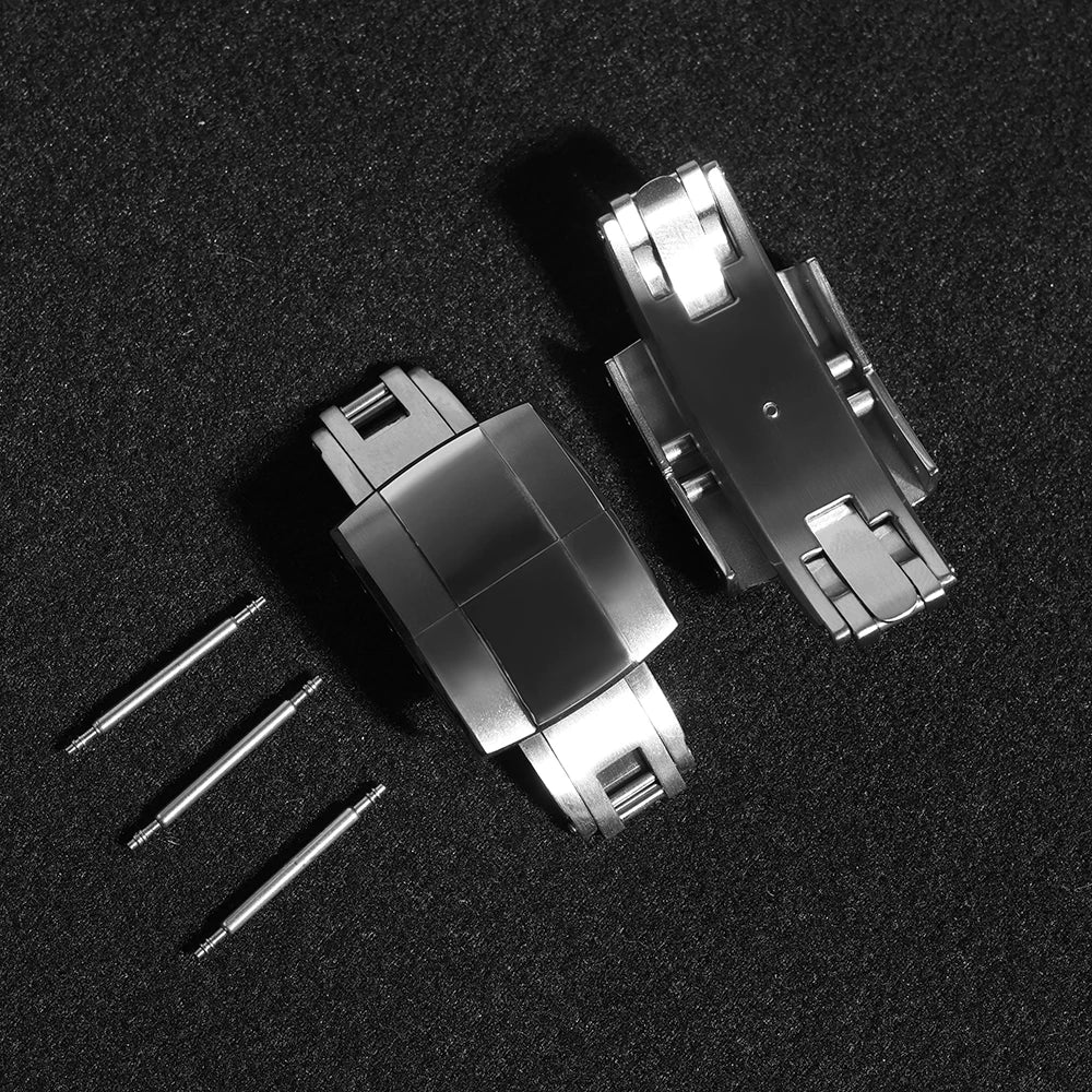 316L Stainless Steel Daytona Deployment Clasp, 16mm 18mm 20mm, Replacement, Two Tone Brushed Polished Finish Buckle
