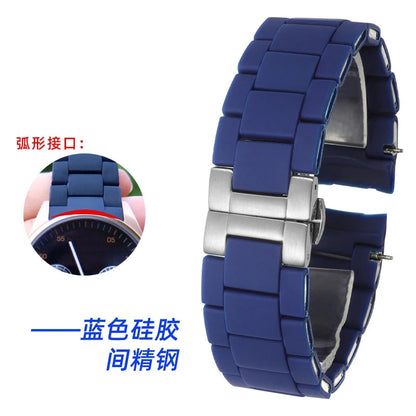 Men's and Women's Blue Stainless Steel Watch Band, Metal Strap Straight End Watchband Fashion Watch, 8mm, 10mm, 12mm, 16mm, 18mm, 20mm, 21mm, 22mm