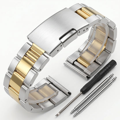 Bracelet de montre universel en acier inoxydable massif, 18, 20, 22, 24mm, extrémité droite, bracelet en métal, bracelet de remplacement pour hommes