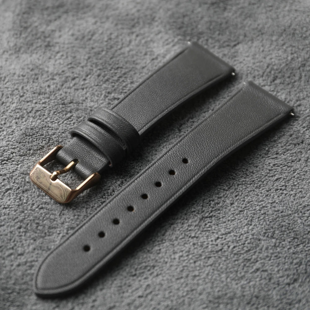 Bracelet en cuir véritable souple fait à la main, cuir de vachette Napa, dégagement rapide gris et bleu, style vintage, taille S et M, 19mm, 20mm