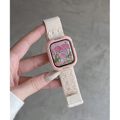 Coque en silicone + bracelet pour Apple Watch Series 11 10 9 8 7 45mm 41 Band SE 6 5 4 44 40mm, bracelet en nylon correa pour iWatch Ultra 49mm