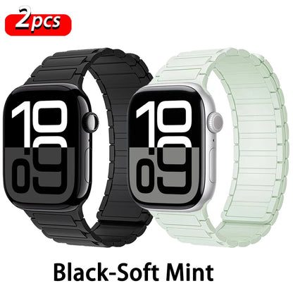 Correa con hebilla magnética para relojes Apple de 46 mm, 44 mm, 40 mm, 45 mm, 41 mm, 42 mm, correa de silicona para iWatch serie 11, 10, 9, 8, 7, 6, SE, Ultra 3