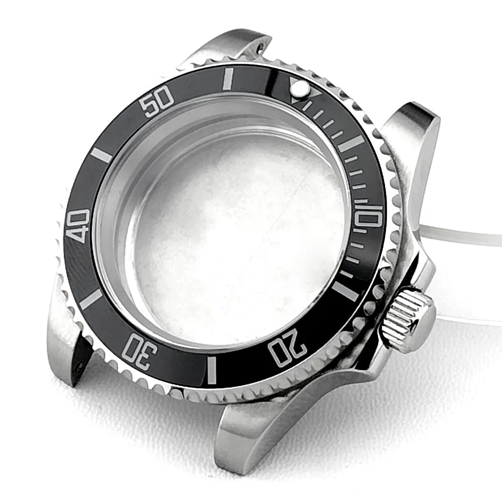 Cassa per orologio secondario in argento di alta qualità, 40,5 mm, adatta per NH-35/36, vetro zaffiro, cassa in metallo, parti e accessori resistenti all'acqua fino a 50 bar