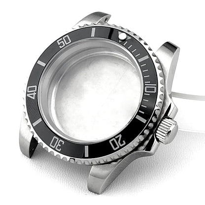 Cassa per orologio secondario in argento di alta qualità, 40,5 mm, adatta per NH-35/36, vetro zaffiro, cassa in metallo, parti e accessori resistenti all'acqua fino a 50 bar