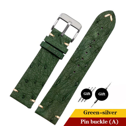 Cinturino per orologio in pelle di struzzo per Tissot Citizen Seiko nero verde acqua fantasma Braccialetto universale morbido Cinturino per orologio 18mm 20mm 22mm