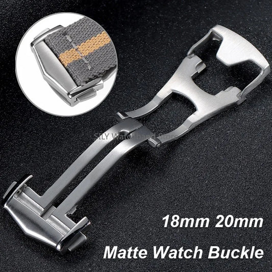 Double-press folding clasp, 18mm and 20mm matte deployment clasps, brushed stainless steel watch buckles, butterfly button accessories