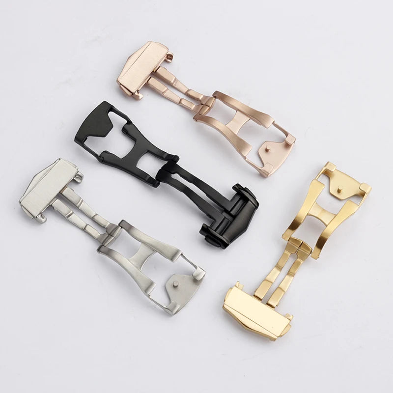 Fibbia deployante per cinturino Omega in pelle/gomma, chiusura deployante in metallo, in acciaio inossidabile, accessori per fibbia dell'orologio, 16mm 18mm 20mm