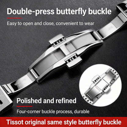Cinturino in acciaio inossidabile da 19 mm per Tissot Le Locle, braccialetto di ricambio compatibile con orologio elegante Tissot, finitura argento lucido.
