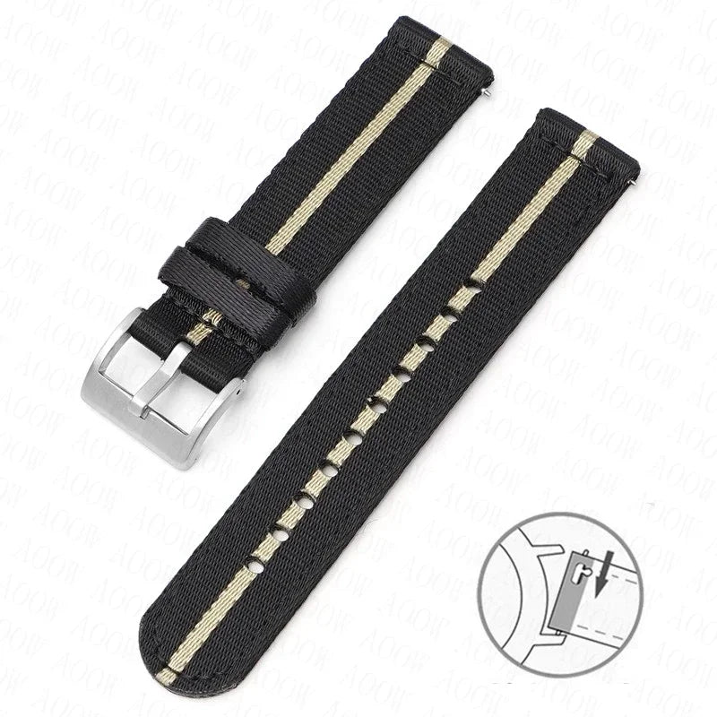 Bracelet en Nylon souple pour hommes et femmes, 18mm, 20mm, 22mm, 24mm, pour Omega Seamaster 007, toile à dégagement rapide, remplacement du bracelet de montre pour Seiko Casio