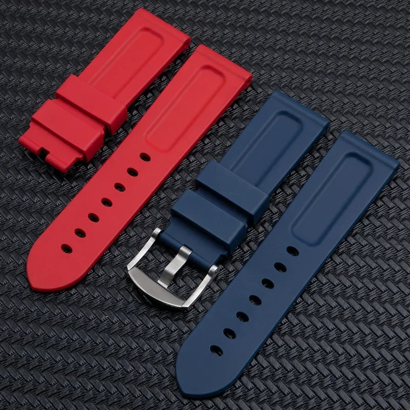 Accessoires intelligents universels, bracelet de montre en caoutchouc FKM souple de 22/24mm, adapté au bracelet Panerai, boucle à ardillon PAM441/111