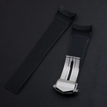 24mm Soft Thin Natural Rubber Curved End Watch Strap Band for TAG, for HEUER Grand Carrera Aquaracer Watch Bracelet