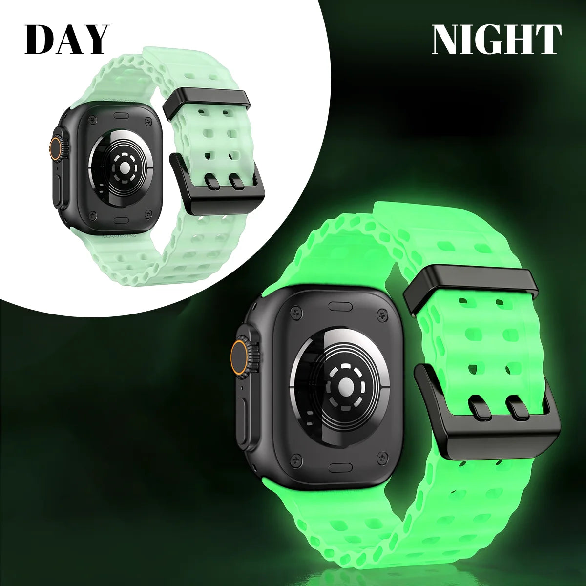 Cinturino per orologio in silicone luminoso Ocean Element compatibile con Apple Watch Ultra/Series 1-11/SE 38/40/41/42/44/45/46/49MM