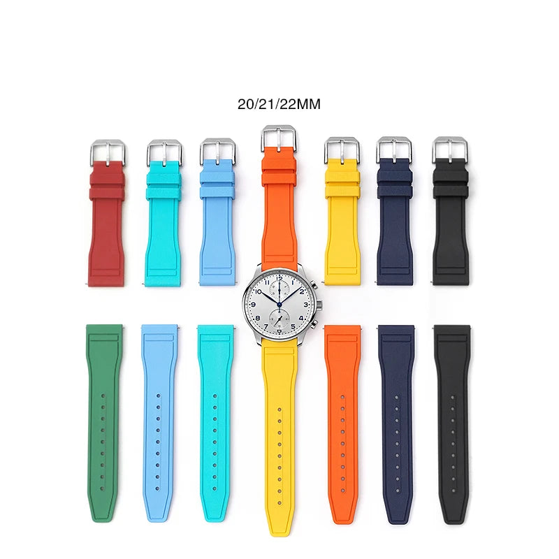 Cinturino in caucciù FKM di alta qualità da 20/21/22 mm per orologi da pilota IWC e serie Portofino, cinturino casual alla moda da uomo e donna