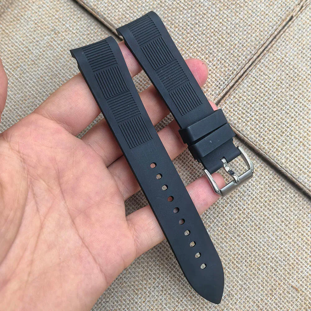 Bracelet de montre 20mm 22mm à extrémité incurvée, adapté aux montres à quartz Omega Rolex pour hommes, accessoires, bracelet en caoutchouc FKM, fluoroélastomère, multicolore, tendance