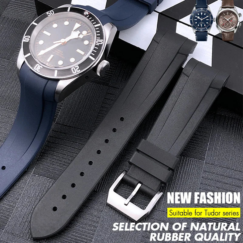 Каучуковый ремешок для часов, 20 мм 22 мм, для Tudor Black Bay PELAGOS, высокое качество, черный, синий, красный, силикон, раскладывающаяся застежка