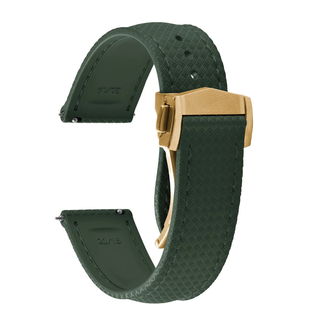 FKM Waterproof Rubber Watch Band Quick Release Deployment Clasp Straps 20mm 22mm Universal Watch Bracelet