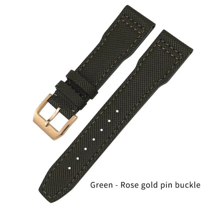 Bracelet de montre en Nylon et cuir de vache, 20mm 21mm, gaufrage en cuir véritable, vert et bleu, remplacement pour accessoires de la série pilote IWC