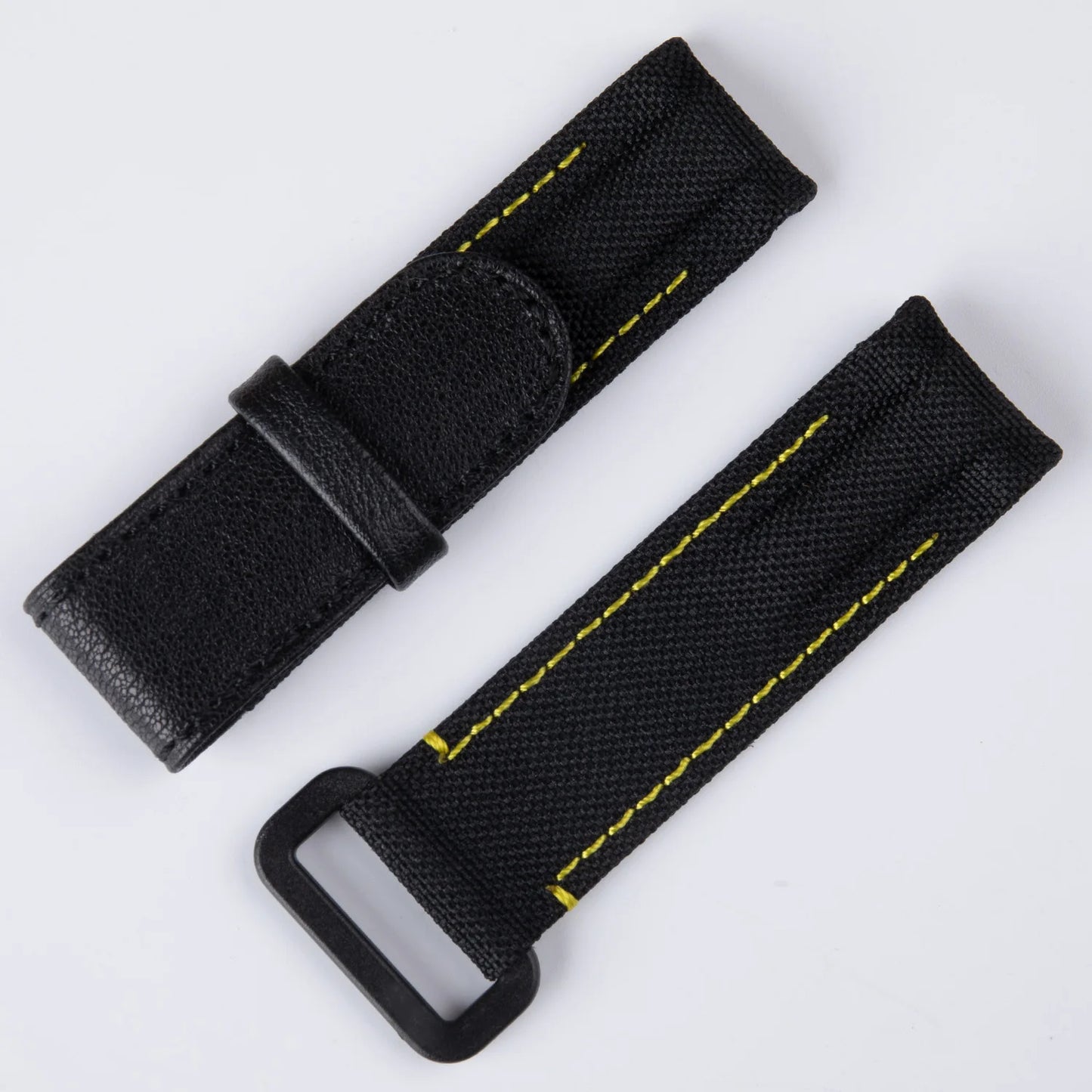 Bracelet de montre en nylon et cuir noir et blanc, 20 mm, extrémités courbées, deux barres à ressort, réglable, pour Rolex DAYTONA SUBMARINER diw Wat