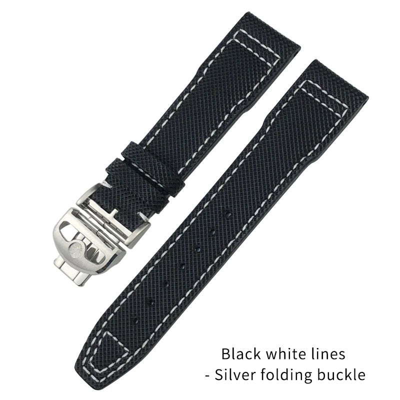 Cinturino per orologio in pelle di nylon testurizzata 20mm 21mm 22mm per orologi IWC Big Pilot PORTOFINO IW3777 cinturino in pelle bovina blu verde nero