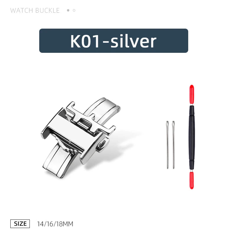 Boucle pour Longines L2 L3 L4, bracelet de montre en cuir, fermoir pliant en métal 14mm 16mm 18mm, boucle papillon déployante en acier inoxydable