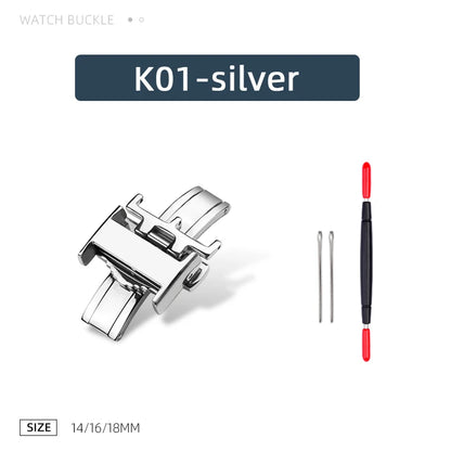 Boucle pour Longines L2 L3 L4, bracelet de montre en cuir, fermoir pliant en métal 14mm 16mm 18mm, boucle papillon déployante en acier inoxydable