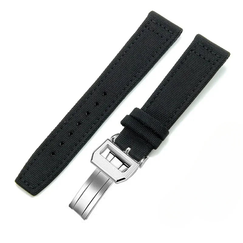 Cinturino per orologio in tela di nylon, 20 mm 21 mm 22 mm, per orologio da pilota IWC Portugal PORTOFINO, cinturino in tessuto, fibbia pieghevole, cinturino in pelle bovina