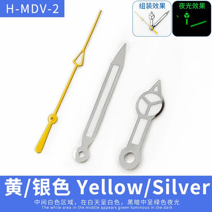 MDV-106 Luminous Watch Hands for Casio Marlin/Duro Miyota 2115 MDV 106, Black/Silver/Gold Watch Hands, Hour, Minute, Second