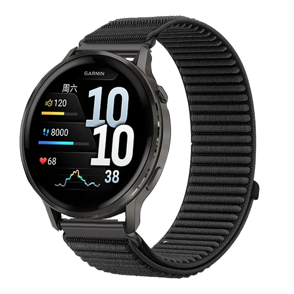 Cinturino in nylon da 20 mm 22 mm per Garmin Forerunner 255 265 970 165 55/Active 6 5, Correa Garmin Venu 4 3 45 mm/Vivoactive 5