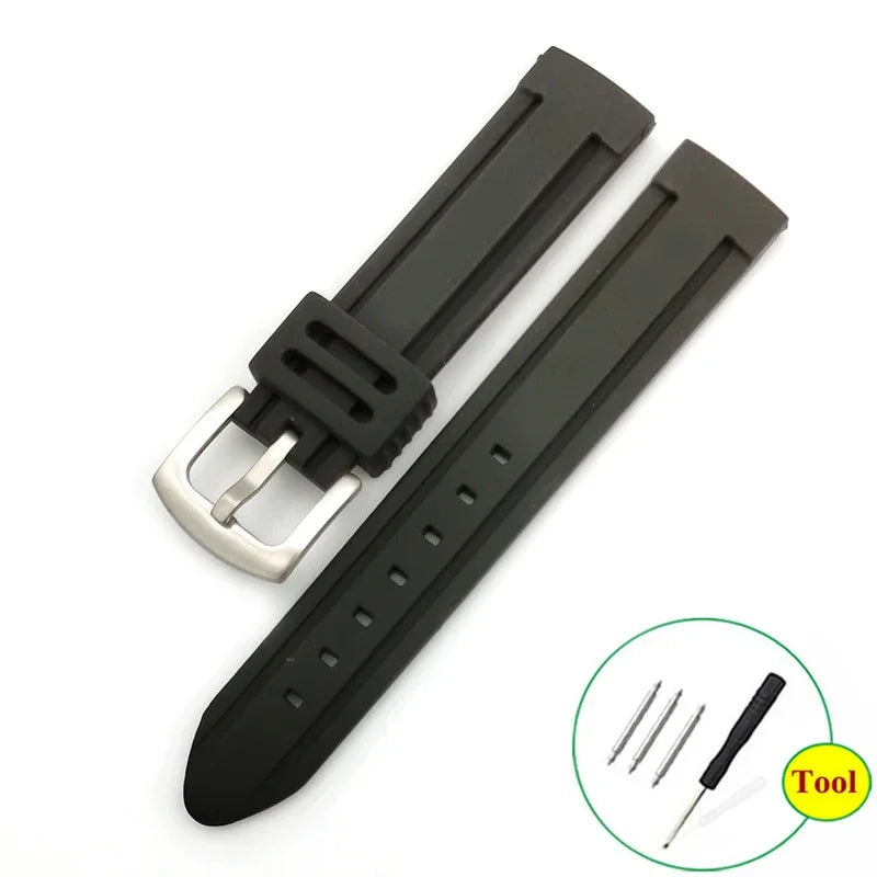 30mm 28mm 26mm 24mm Rubber Watch Strap 18mm 20mm 22mm Men's Sport Watch Band Waterproof Soft Silicone Diving Bracelet