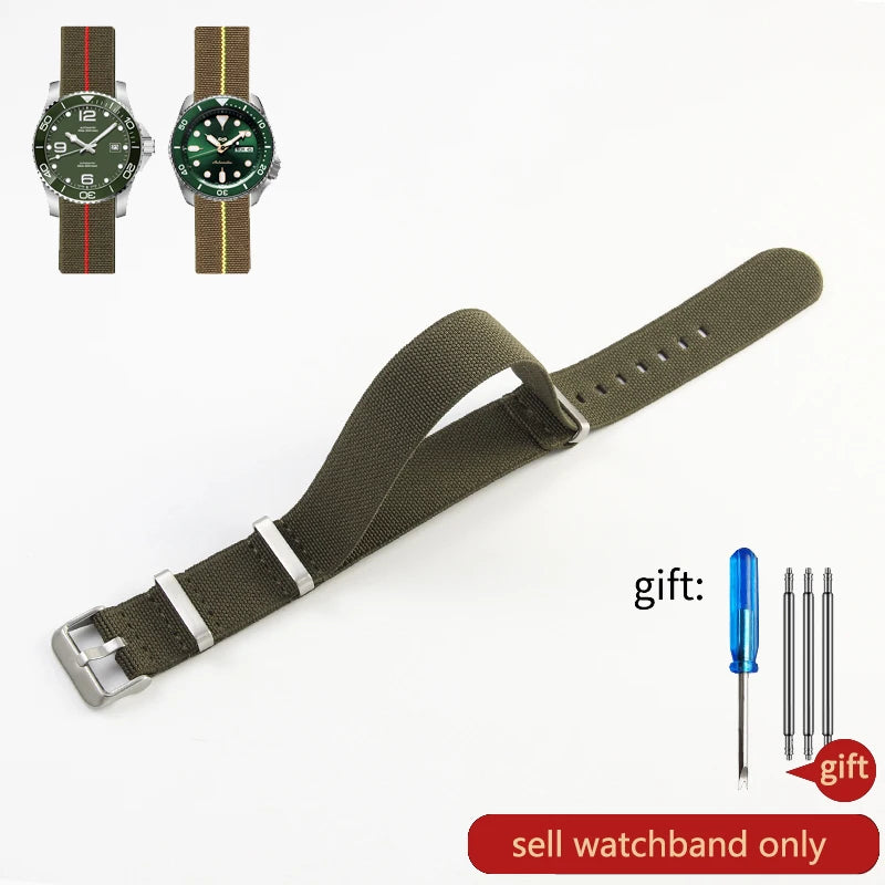 Retro Parachute Nylon Watch Strap for Rolex Tudor Biwan Omega Heuer IWC Men High-Density Knit 18 20 22mm Replacement Accessories