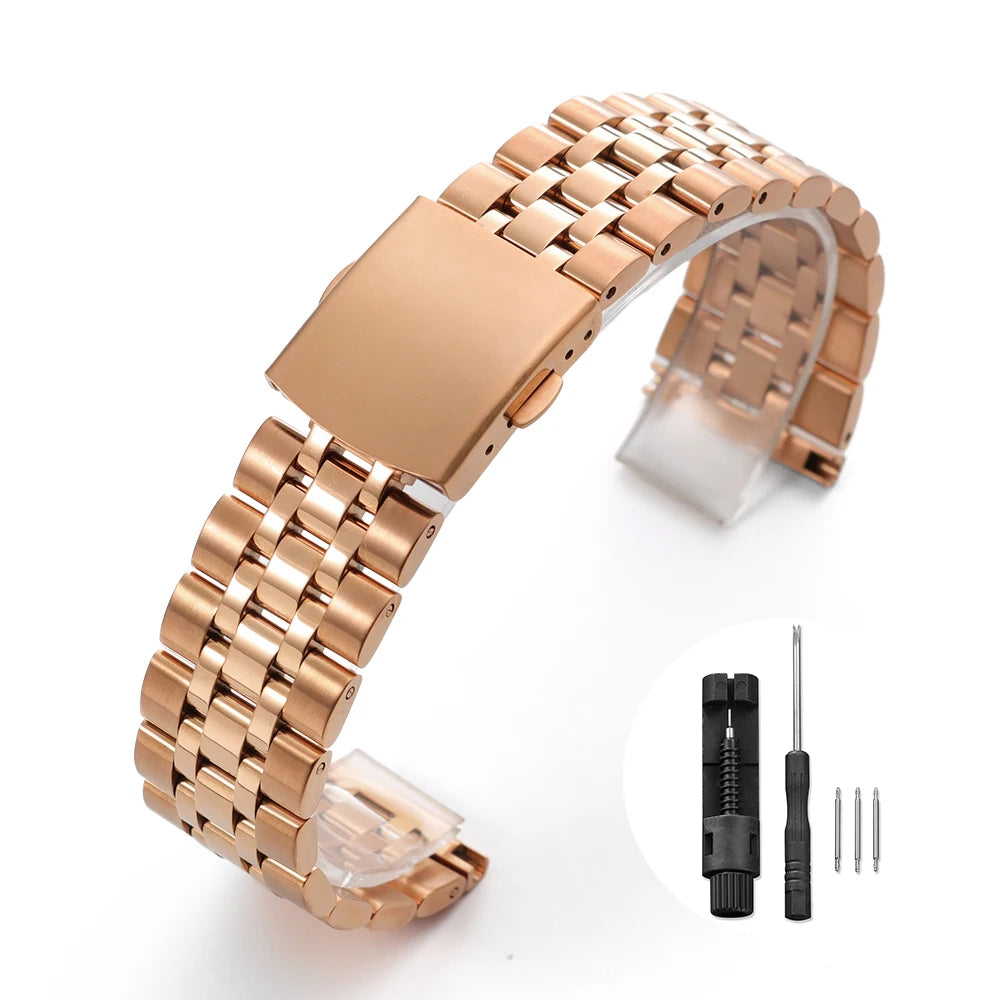 Bracelet de montre de luxe en acier inoxydable massif, 20mm 22mm, pour Tudor pour Omega, en métal, pour hommes et femmes, Bracelet universel en or