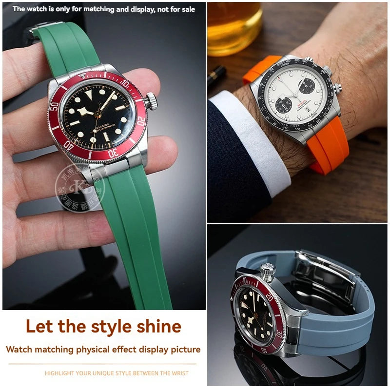 Lien d'extrémité incurvée 20/21/22mm adapté au bracelet TUDOR M79360 M79363, accessoires de bracelet de montre en caoutchouc avec connexion en acier inoxydable