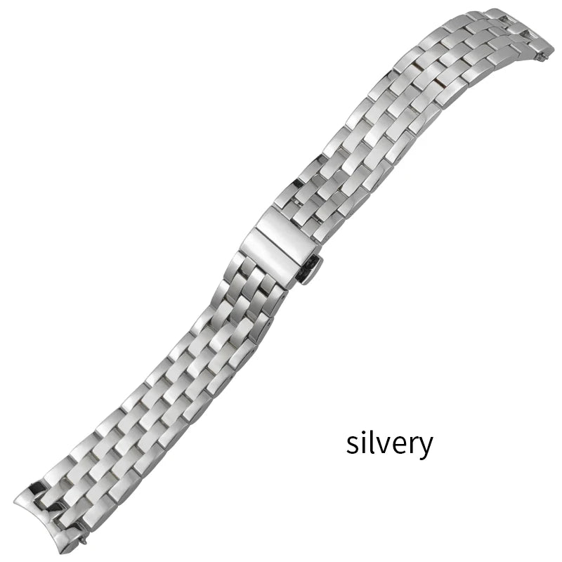 Cinturino per orologio con estremità curve in acciaio inossidabile di alta qualità, 20mm, per MIDO BARONCELLI M8600, bracciale per orologio in argento massiccio e oro rosa