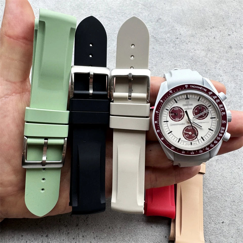 Warm Khaki Grey Black Silicone Watch Strap 20mm High Quality Silicone Watch Band for Monnswatch Omega X Swatch Bracelet