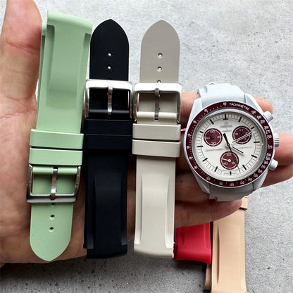 Warm Khaki Grey Black Silicone Watch Strap 20mm High Quality Silicone Watch Band for Monnswatch Omega X Swatch Bracelet