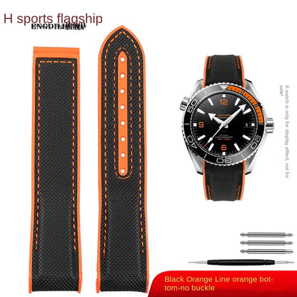 Bracelet à extrémité incurvée pour hommes, 8 couleurs, pour Omega Seamaster 300 Ocean Speedmaster 8900 Planet Ocean, 20m 22mm, tissu en Nylon et caoutchouc